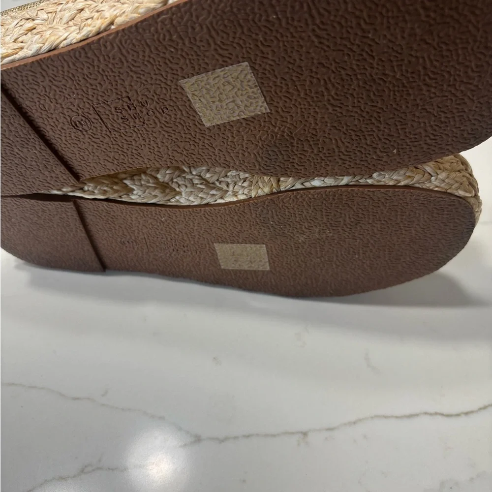 ShuShop Natural Gold Platform Espadrille Slide Sandals